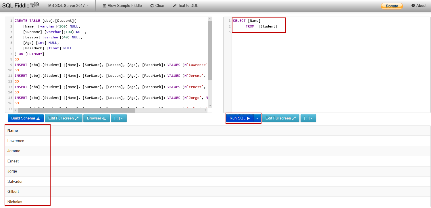 Name Search Query In Sql