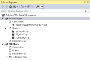 Overview of Solutions and Projects in SSMS