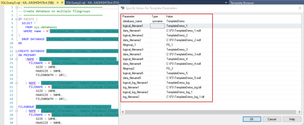 Specify parameters value