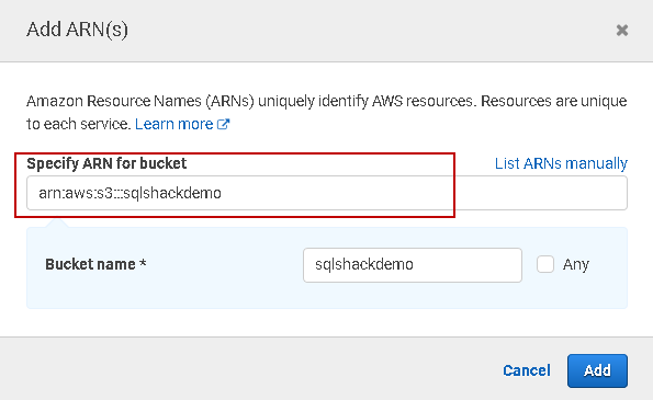 ARN in the IAM policy 