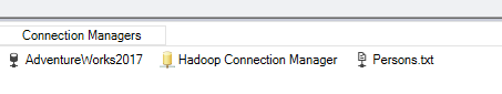 Connection managers needed to test the SSIS Hadoop components