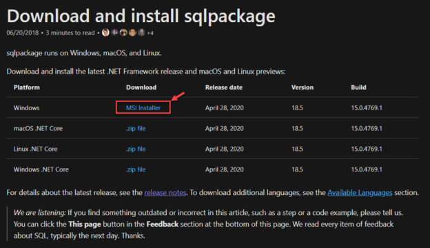 Download SQL Package Utility