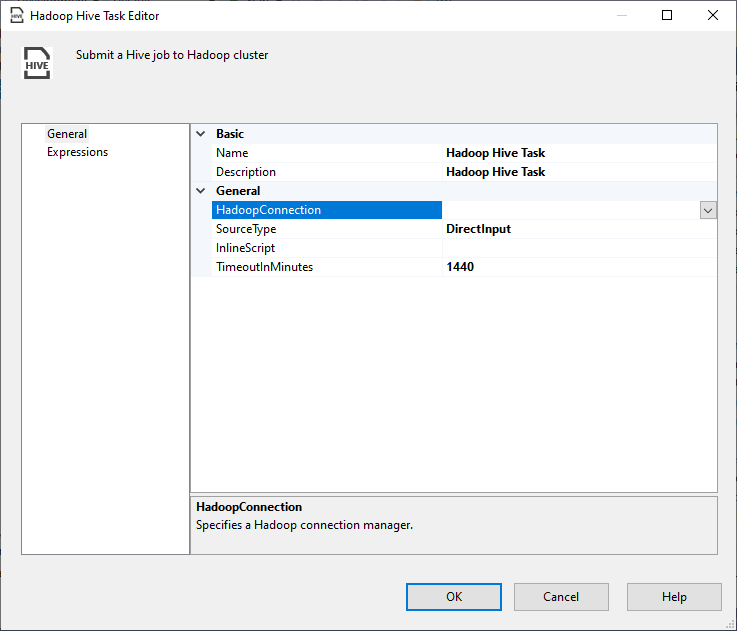 Hadoop Hive task editor