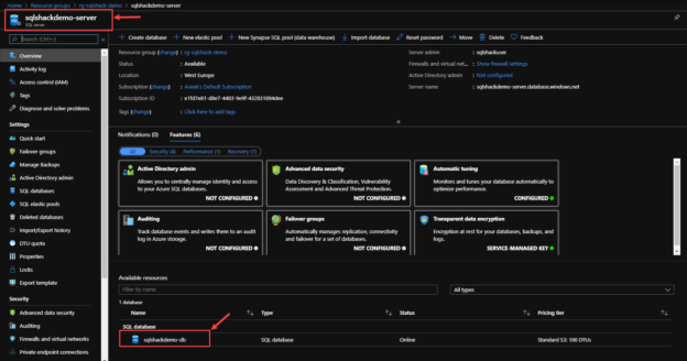 SQL Database created