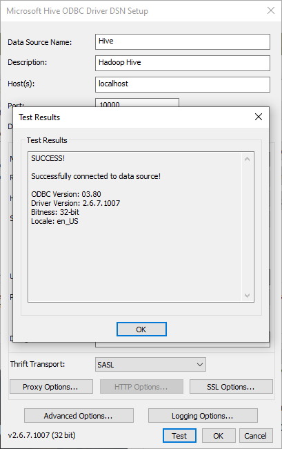 Testing ODBC connection