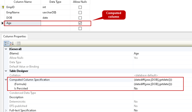 computed column in SQL Server