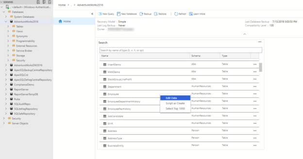 Manage Database Objects