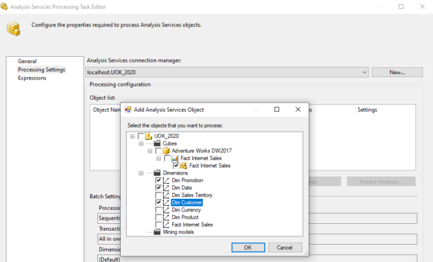 Processing of SSAS Database with Cube