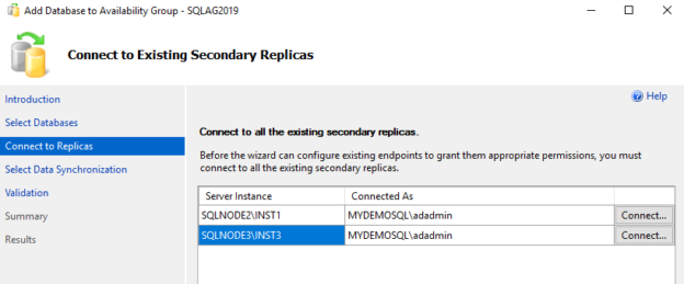 Connect all existing replica's