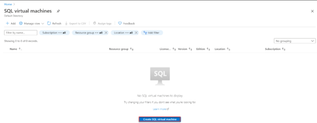 Create SQL Virtual Machine