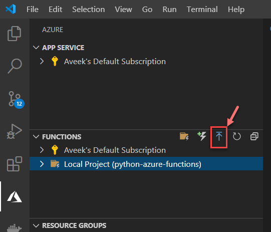 create azure function in visual studio code python