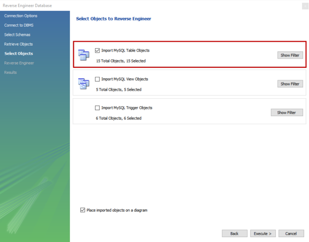 Import MySQL Tables