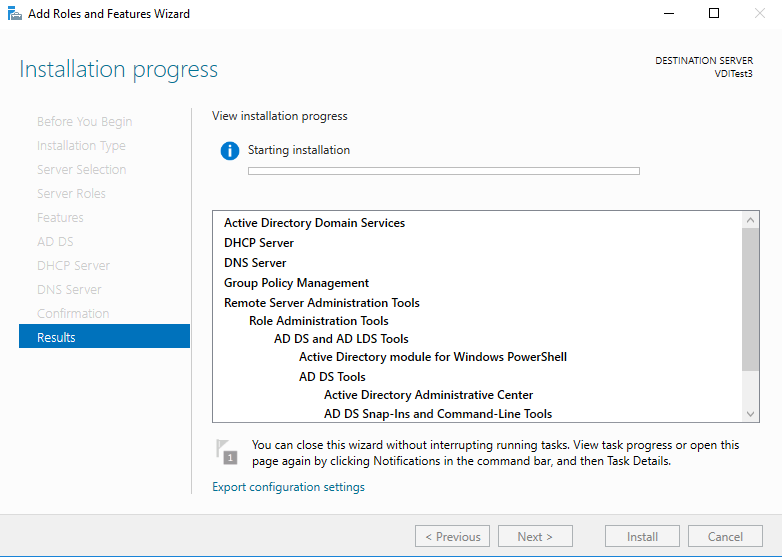 Installation progress