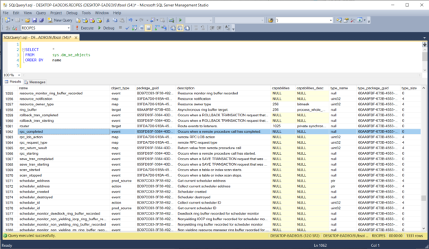 Query the sys.dm_xe_objects table, and look at the rpc_completed event row.