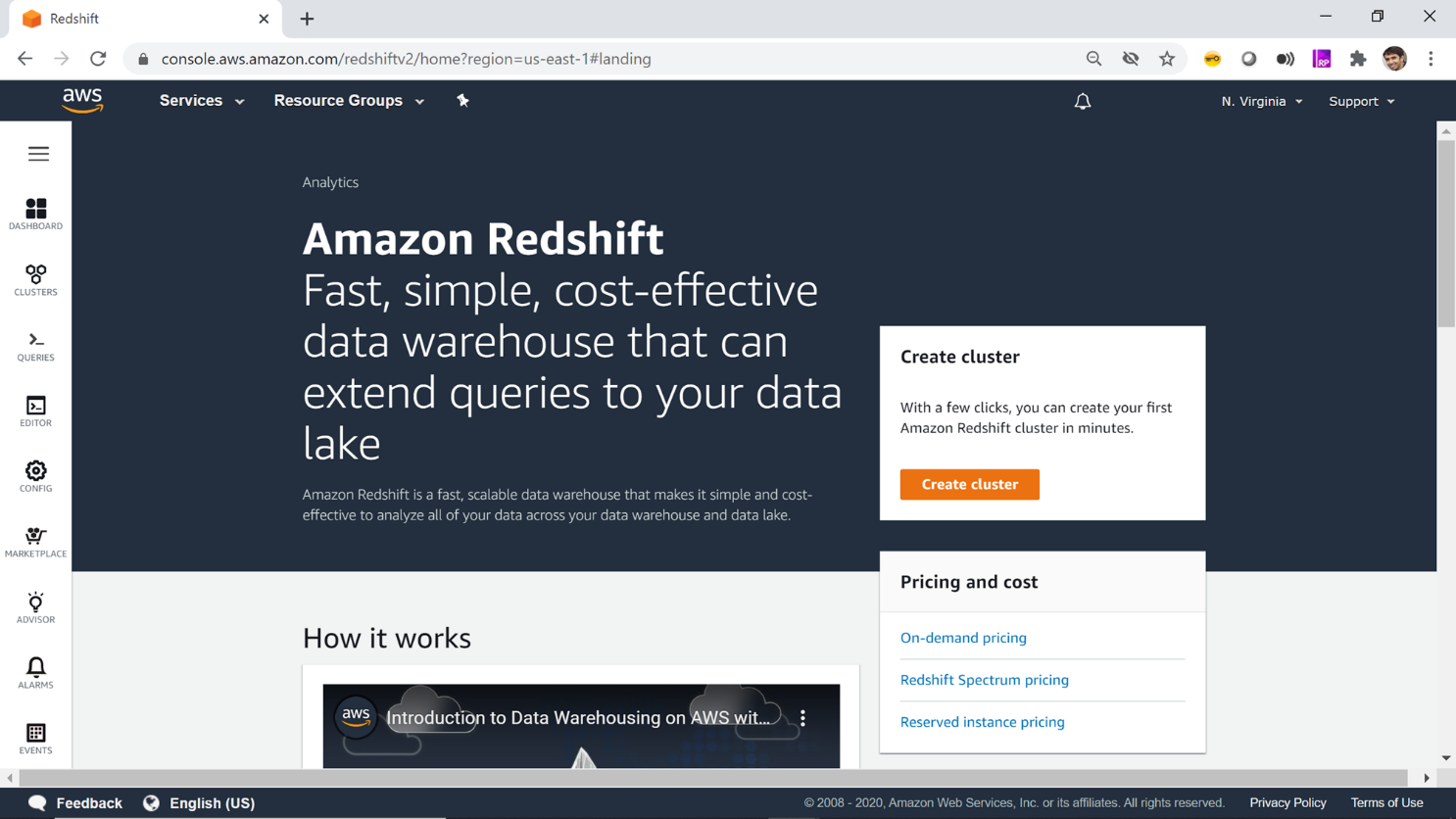 Getting started with AWS Redshift