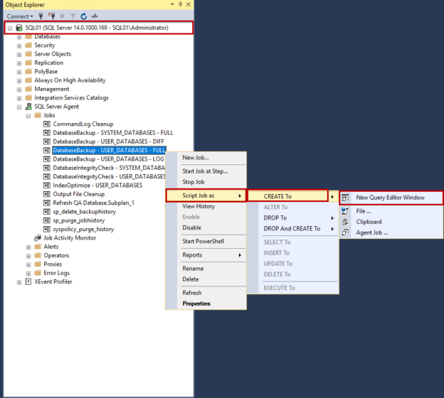 Script out the SQL job of SQL Database