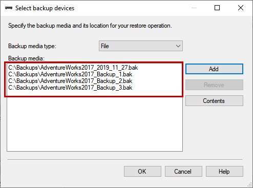 Select backup devices