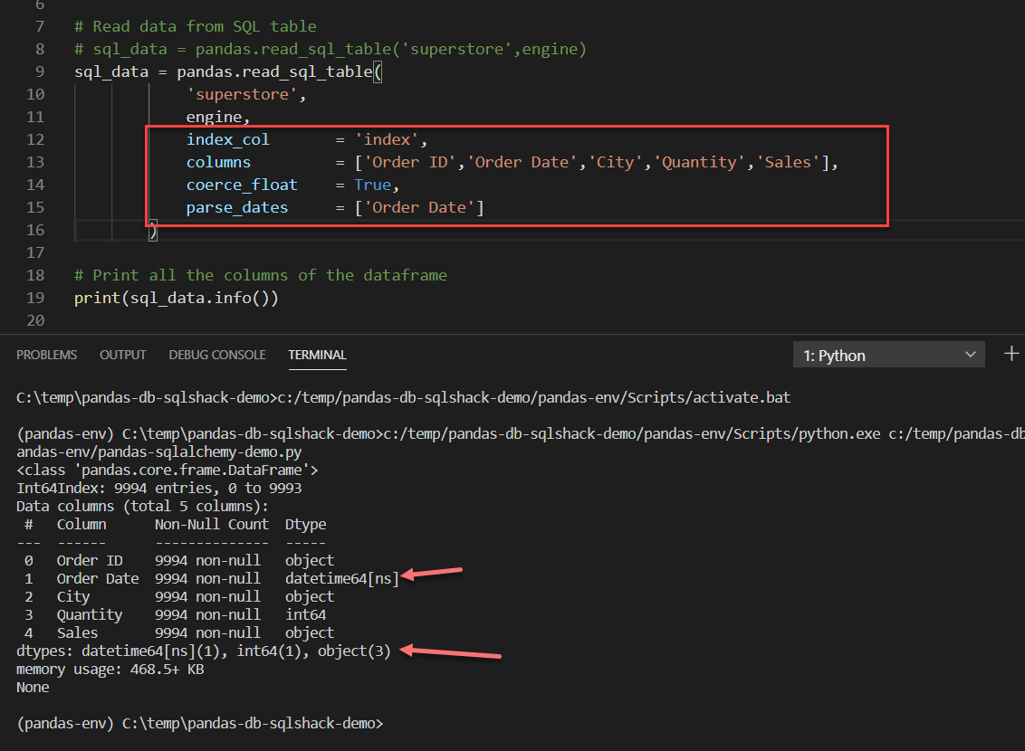 Exploring databases in Python using Pandas