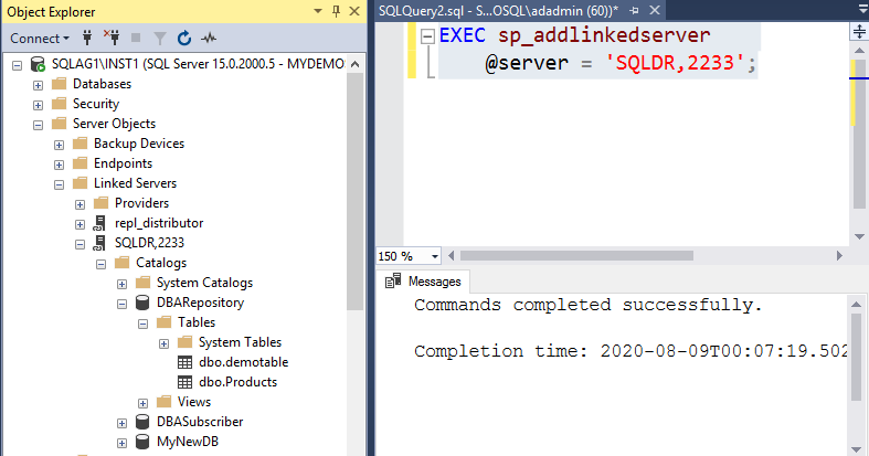 Create a linked server 