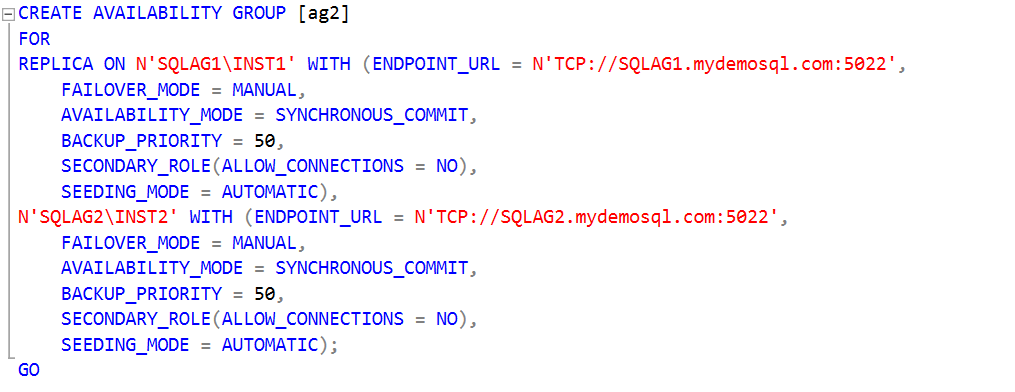 Create a secondary availability group 