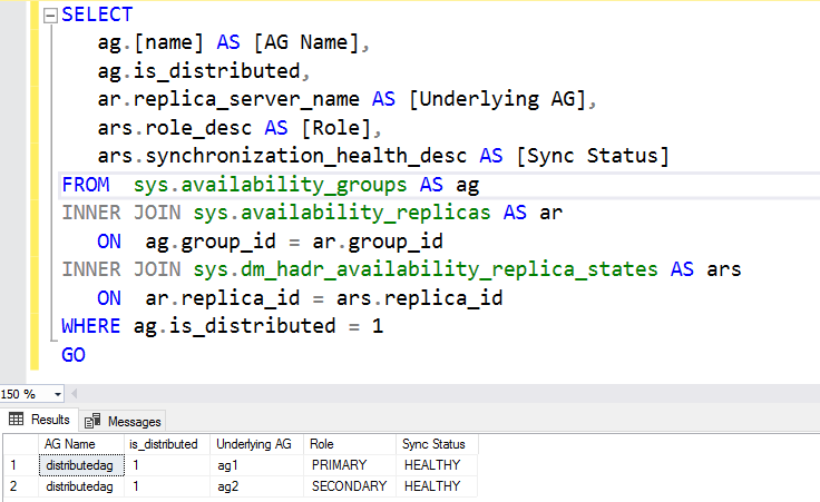 DMV to check replica status, role and failover mode