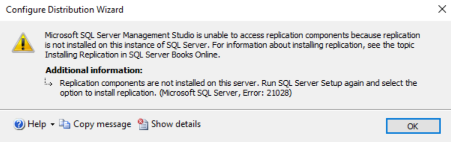 Replication feature error
