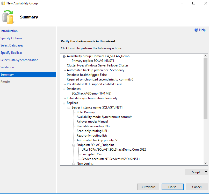 Script AG configuration