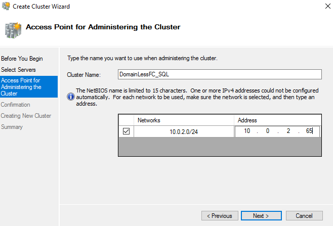 Specify access point and IP address