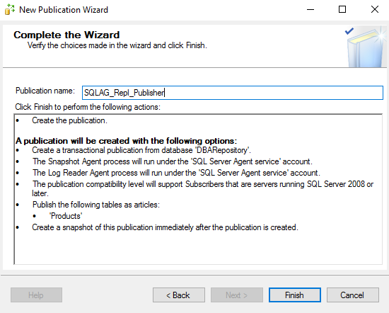 Specify publication name