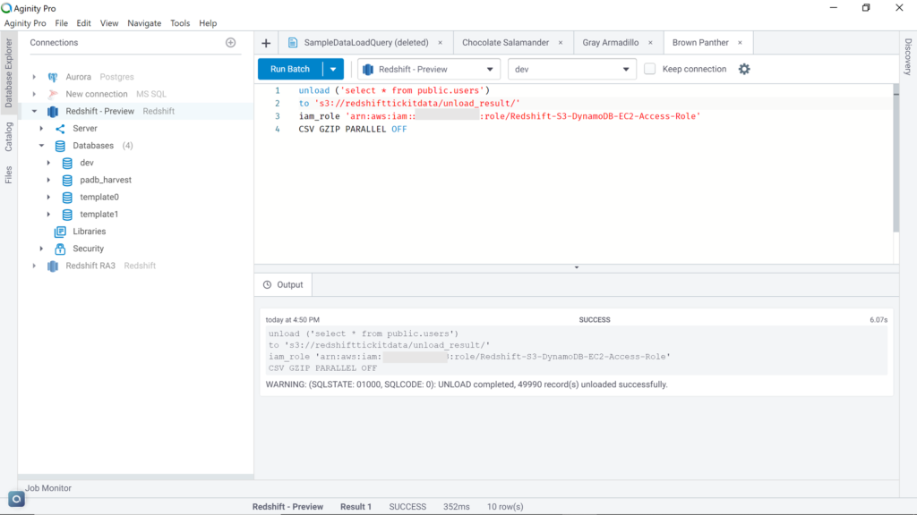 redshift unload not exporting all data