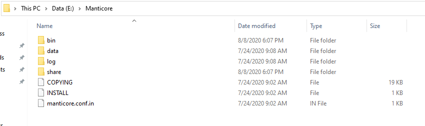 Manticore extracted files