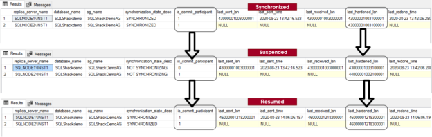 Monitor log sequence numbers