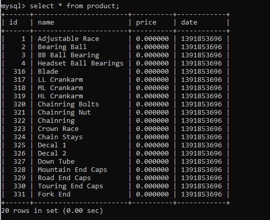 Selecting data from index result