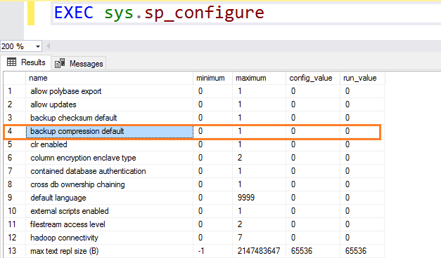 sp_configure