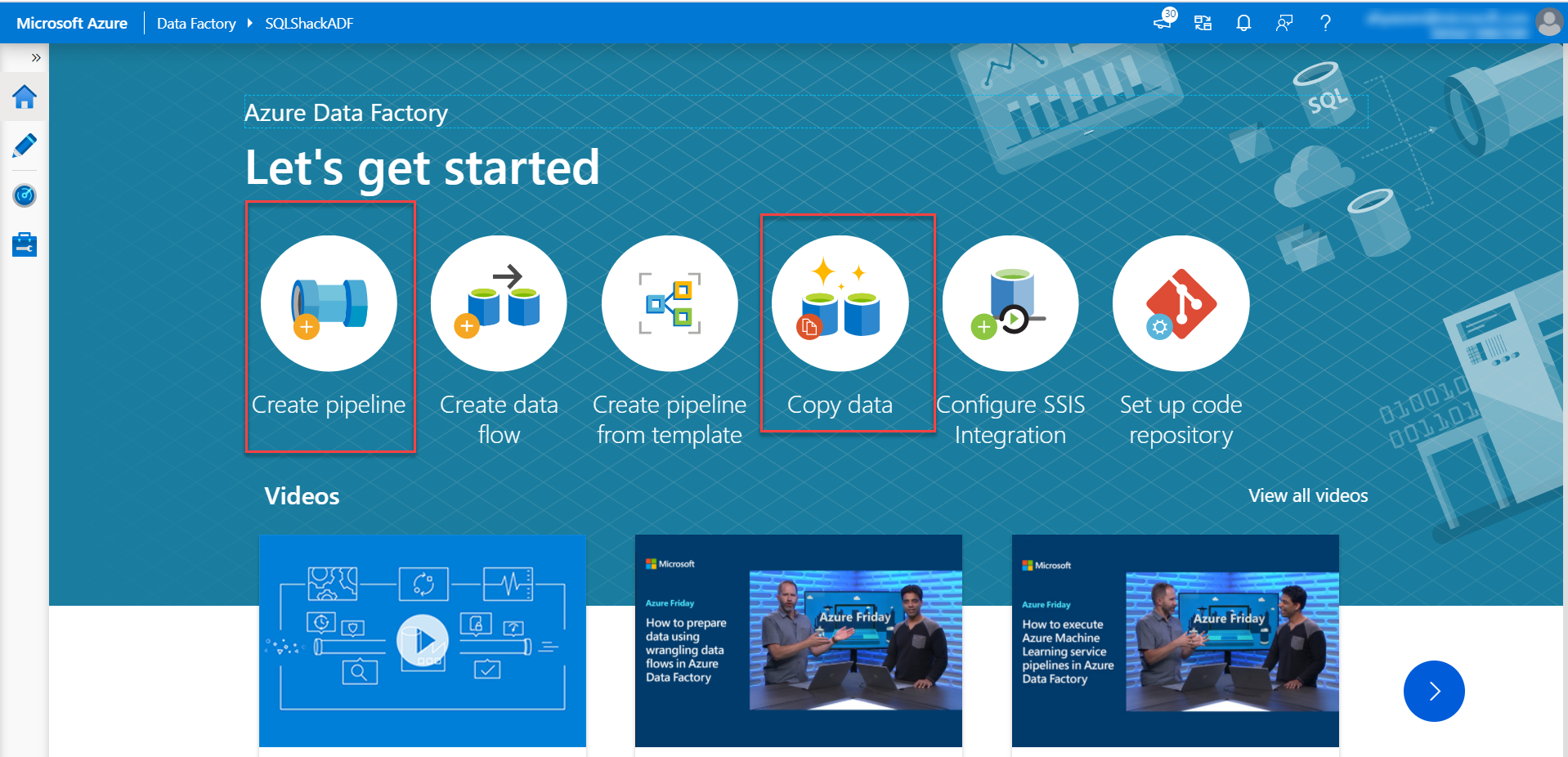 ADF Pipeline creation options