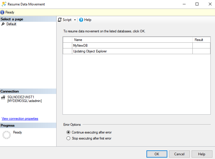 Resume Data Movement
