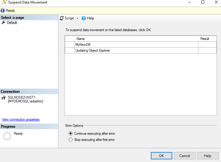 Suspend Data Movement