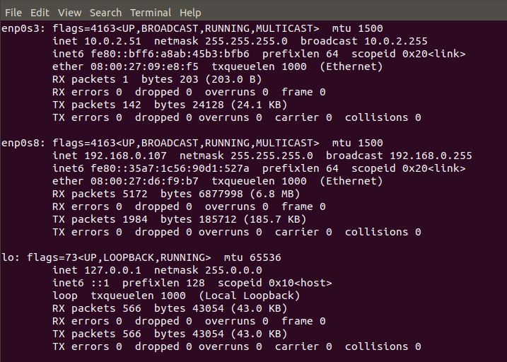 virtual machine for the static IP address 