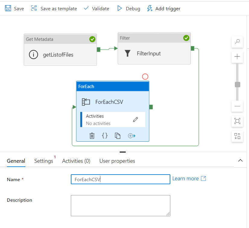 ForEach Activity general settings