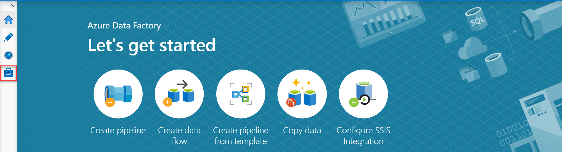 Manage option of Azure Data Factory