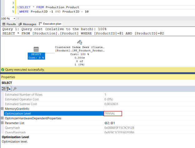 Trivial query plans and contradiction detection