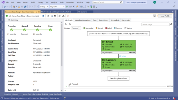 U-SQL Job Graph for reading data