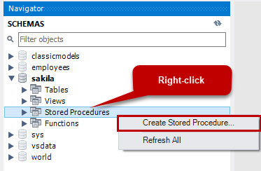 Create Stored Procedure using Wizard