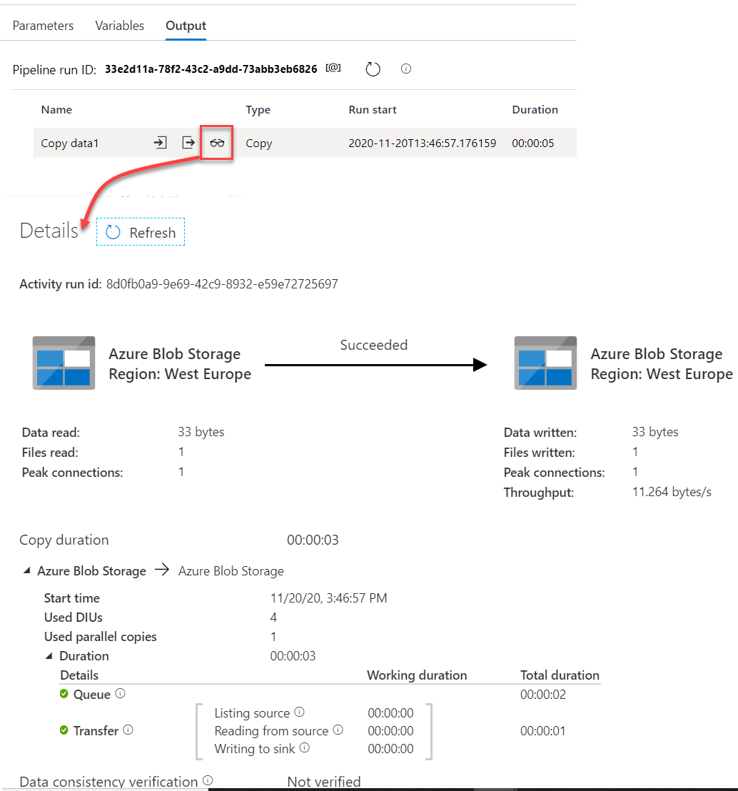 Detailed copy statistics