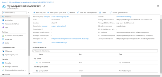 Spark Pool listed in Synapse Workspace