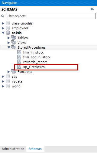  View MySQL Stored Procedure in MySQL Workbench