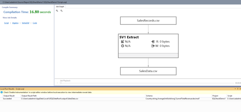 Writing U-SQL scripts using Visual Studio for Azure Data Lake Analytics