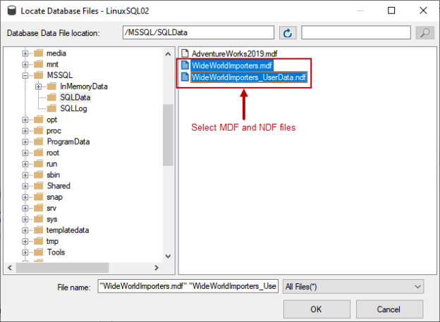 Choose MDF and NDF file