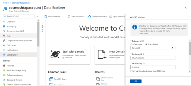 Cosmos DB Data Explorer