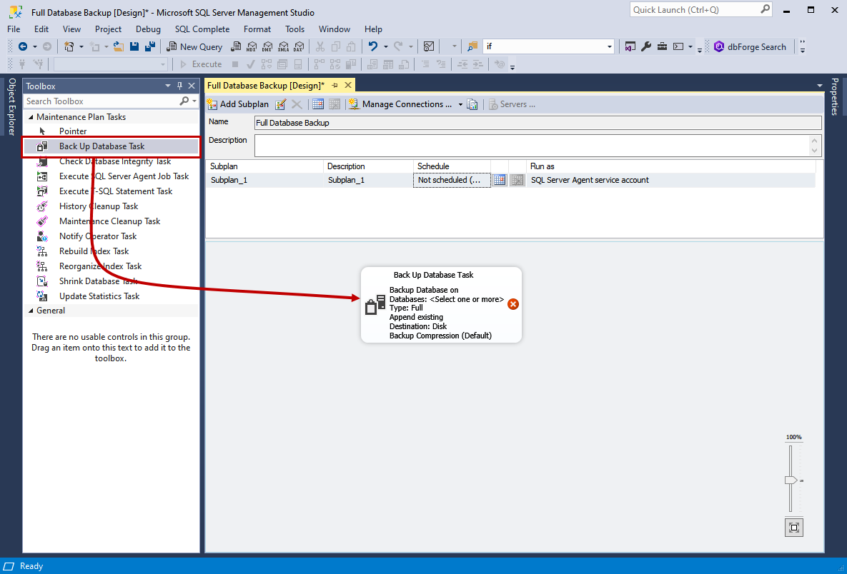 Automate SQL database backups using Maintenance Plans